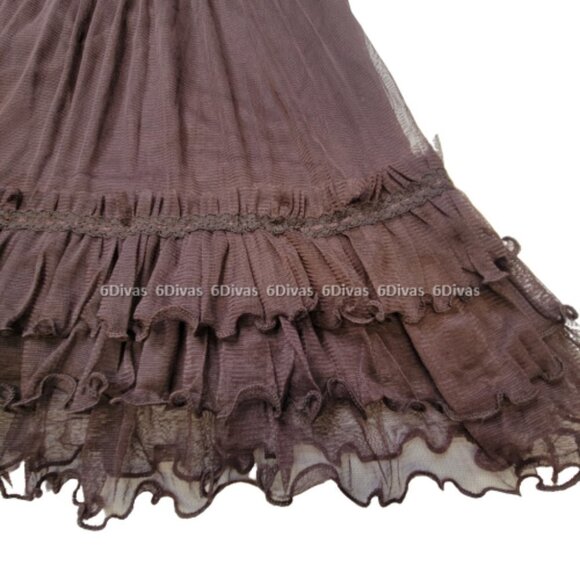 SEXY Mini Skirt Dark Brown Lace Frilly Short Skirt- NEW ! One Size Fits Most - Picture 3 of 15